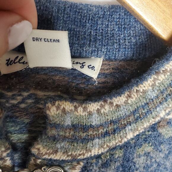 Telluride Clothing Co 100% Wool Nordic Fair Isle Cardigan Sweater Sz M Blue Mult - Picture 10 of 13